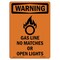 Signmission Safety Sign, OSHA WARNING, 5" Height, Gas Line No Matches, Portrait OS-WS-D-35-V-13207 - alternate 1